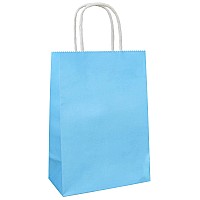 Adido Eva 25 Pcs Small Gift Bags Blue Kraft Paper Bags With Handles For Party Favors 82 X 6 X 31 In