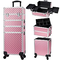 Stagiant Rolling Makeup Train Case Large Storage Cosmetic Trolley 4 In 1 Large Capacity Trolley Makeup Travel Case With Key Swiv