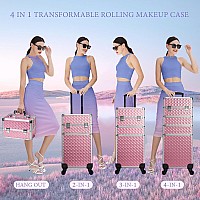 Stagiant Rolling Makeup Train Case Large Storage Cosmetic Trolley 4 In 1 Large Capacity Trolley Makeup Travel Case With Key Swiv