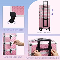 Stagiant Rolling Makeup Train Case Large Storage Cosmetic Trolley 4 In 1 Large Capacity Trolley Makeup Travel Case With Key Swiv