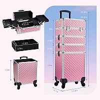 Stagiant Rolling Makeup Train Case Large Storage Cosmetic Trolley 4 In 1 Large Capacity Trolley Makeup Travel Case With Key Swiv