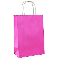 Adido Eva 25 Pcs Small Gift Bags Hot Pink Kraft Paper Bags With Handles For Party Favors 82 X 6 X 31 In