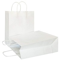 Azowa Gift Bags Large Kraft Paper Bags With Handles 102 L X 47 W X 125 H In White 12 Pcs Vertical