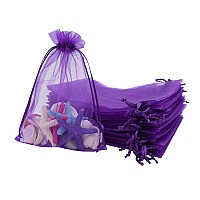 Stratalife 100Pcs 5X7 Organza Bags Purple Gift Bags Party Favor Bags For Wedding Party Gift Return Jewelry Gift Bags Purple 5X7