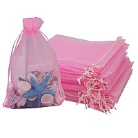 Stratalife 5X7 Organza Bags Drawsring Bags Pink Mesh Bags For Wedding Party Favors Business Card Bags Jewelry Gift Bags 100Pcs