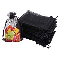 Stratalife 5X7 Organza Bags With Drawstring Black Mesh Bags Small Gift Bags For Wedding Party Favor Bags Jewelry Storage Bags 10