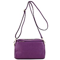 Triple Zip Small Crossbody Bag Purple