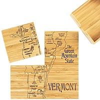 Totally Bamboo Vermont State Puzzle 4 Piece Bamboo Coaster Set With Case