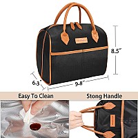 Tirrinia Insulated Lunch Tote Bag For Women Wleather Handle Fashionable Lunch Box For Men Reusable Large Cooler Lunch Bag For