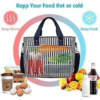 Scorlia Insulated Lunch Bag Large Lunch Tote Bag With Removable Shoulder Strap Durable Reusable Cooler Lunch Box With Side Poc