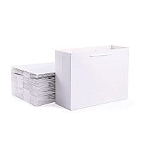 Shipkey 10 Pack White Gift Bags 14X5X10Inch Large Gift Bags Luxury White Paper Bags With Handles Kraft Bags Perfect For Bi