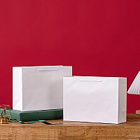 Shipkey 10 Pack White Gift Bags 14X5X10Inch Large Gift Bags Luxury White Paper Bags With Handles Kraft Bags Perfect For Bi