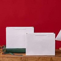 Shipkey 10 Pack White Gift Bags 14X5X10Inch Large Gift Bags Luxury White Paper Bags With Handles Kraft Bags Perfect For Bi