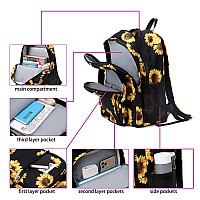 Abshoo Classical Basic Womens Sunflower School Backpack For College Teen Girls Water Resistant Bookbag Sunflower Black