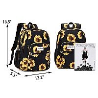 Abshoo Classical Basic Womens Sunflower School Backpack For College Teen Girls Water Resistant Bookbag Sunflower Black