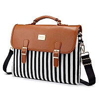 Lovevook Computer Bag Laptop Bag For Women Cute Laptop Messenger Bag For Work College Black Stripe Brown 156Inch