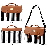 Lovevook Computer Bag Laptop Bag For Women Cute Laptop Messenger Bag For Work College Black Stripe Brown 156Inch