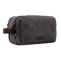 BAGSMART Toiletry Bag for Men, Canvas Travel Toiletry Organizer Dopp Kit Water-resistant Shaving Bag for Toiletries Accessories,Grey-Medium