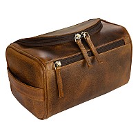 Elizo Premium Real Leather Toiletry Bag For Men Dopp Kitt Hanging Mens Toiletry Large Tsa Toiletries Bag Shaving Grooming Bag Or