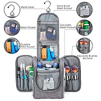 Narwey Hanging Travel Toiletry Bag Cosmetic Make up Organizer for Women and Men (Medium, Grey)