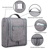 Narwey Hanging Travel Toiletry Bag Cosmetic Make up Organizer for Women and Men (Medium, Grey)