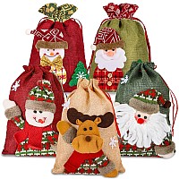 Whaline Drawstring Christmas Bags 3D Xmas Gift Bags Christmas Wrapping Bags Xmas Goodie Bags Red Treat Pouch Bags Sack Stoc