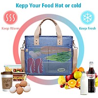 Scorlia Insulated Lunch Bag Large Lunch Tote Bag With Removable Shoulder Strap Durable Reusable Cooler Lunch Box Bag With Side