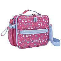 Bentgo Kids Lunch Bag - Durable, Double-Insulated Lunch Bag For Kids 3+; Holds Lunch Box, Water Bottle, & Snacks; Easy-Clean Water-Resistant Fabric & Multiple Zip Pockets (Rainbows & Butterflies)