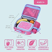 Bentgo Kids Lunch Bag - Durable, Double-Insulated Lunch Bag For Kids 3+; Holds Lunch Box, Water Bottle, & Snacks; Easy-Clean Water-Resistant Fabric & Multiple Zip Pockets (Rainbows & Butterflies)