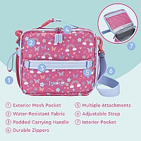 Bentgo Kids Lunch Bag - Durable, Double-Insulated Lunch Bag For Kids 3+; Holds Lunch Box, Water Bottle, & Snacks; Easy-Clean Water-Resistant Fabric & Multiple Zip Pockets (Rainbows & Butterflies)