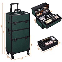 Yaheetech Makeup Train Case 3 In 1 Professional Cosmetic Trolley Multifunctional Organizers Large Storage Traveling Cart Trunk