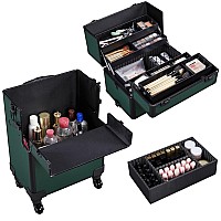 Yaheetech Makeup Train Case 3 In 1 Professional Cosmetic Trolley Multifunctional Organizers Large Storage Traveling Cart Trunk