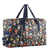 Travel Foldable Waterproof Duffel Bag Lightweight Carry On Luggage Tote Duffel Bagblack Floral