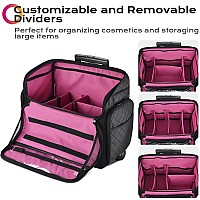 Byootique Rolling Makeup Train Case Hairstylist Traveling Bag Carry On Barber Case Suitcase With Adjustable Dividers Cosmetic Ba