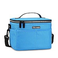 Tirrinia Insulated Lunch Bag With Leather Handle For Women Men Adult Leakproof Thermal Reusable Lunch Box Tote With Side Pocket