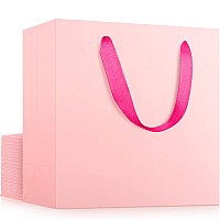 Eusoar Paper Bags With Handles For Gifts 125X45X11 Inches 20Pcs Handled Paper Bags Pink Sturdy Kraft Bags Package Bags Gif