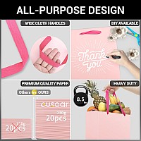 Eusoar Shopping Bags For Gifts 78X39X11 Inches 20Pcs Handled Paper Bags Pink Thick Sturdy Kraft Bags Merchandise Wrapping B