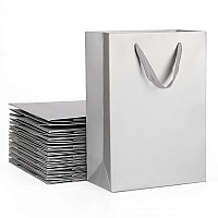 Eusoar Paper Handle Bags 78X39X11 Inches 20Pcs Handled Paper Bags Grey Thick Sturdy Kraft Bags Merchandise Wrapping Bags B