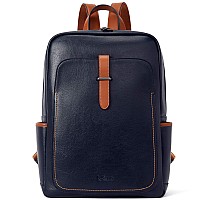 Bromen Leather Laptop Backpack For Women 156 Inch Computer Backpack Business Travel Professional Work Daypack College Bag Navy