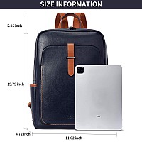 Bromen Leather Laptop Backpack For Women 156 Inch Computer Backpack Business Travel Professional Work Daypack College Bag Navy