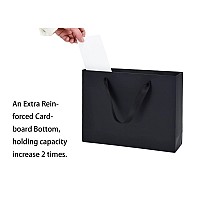 Huaprint Black Paper Bagsshopping Bags With Ribbon Handles20Pcs106X83X31Craft Gift Bags For Clothesbulk Lunch Bagsretai