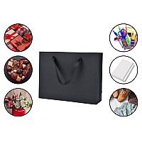 Huaprint Black Paper Bagsshopping Bags With Ribbon Handles20Pcs106X83X31Craft Gift Bags For Clothesbulk Lunch Bagsretai