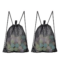 Haoguagua 2Pack Mesh Drawstring Bag Mesh String Bag For Gym Laundry Seashell And Beach Finds Mushroom Hunting Bag