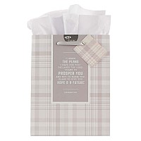 Christian Art Gifts Gift Bagtissue Paper Set I Know The Plans Jeremiah 2911 Bible Verse Gray Plaid Medium