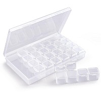 Cosics Rhinestone Storage Organizer Box 28 Grid Clear Plastic False Nail Art Accessories Tool Case Display Holder Empty Contai