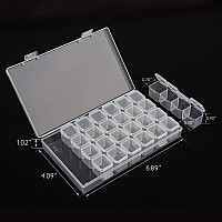 Cosics Rhinestone Storage Organizer Box 28 Grid Clear Plastic False Nail Art Accessories Tool Case Display Holder Empty Contai