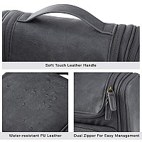 Bagsmart Hanging Toiletry Bag Leather Dopp Kit Large Travel Kit Waterresistant For Full Sized Container Toiletries Cosmetics