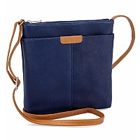 Cora Slip Pocket Crossbody- Navy Body/Tan Accents - Navy/Tan