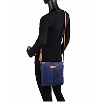 Cora Slip Pocket Crossbody- Navy Body/Tan Accents - Navy/Tan