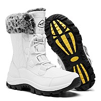 Earlde Womenas Snow Boot With Waterproof Lace Up Midcalf Outdoor Winter Deep Tread Rubber Sole